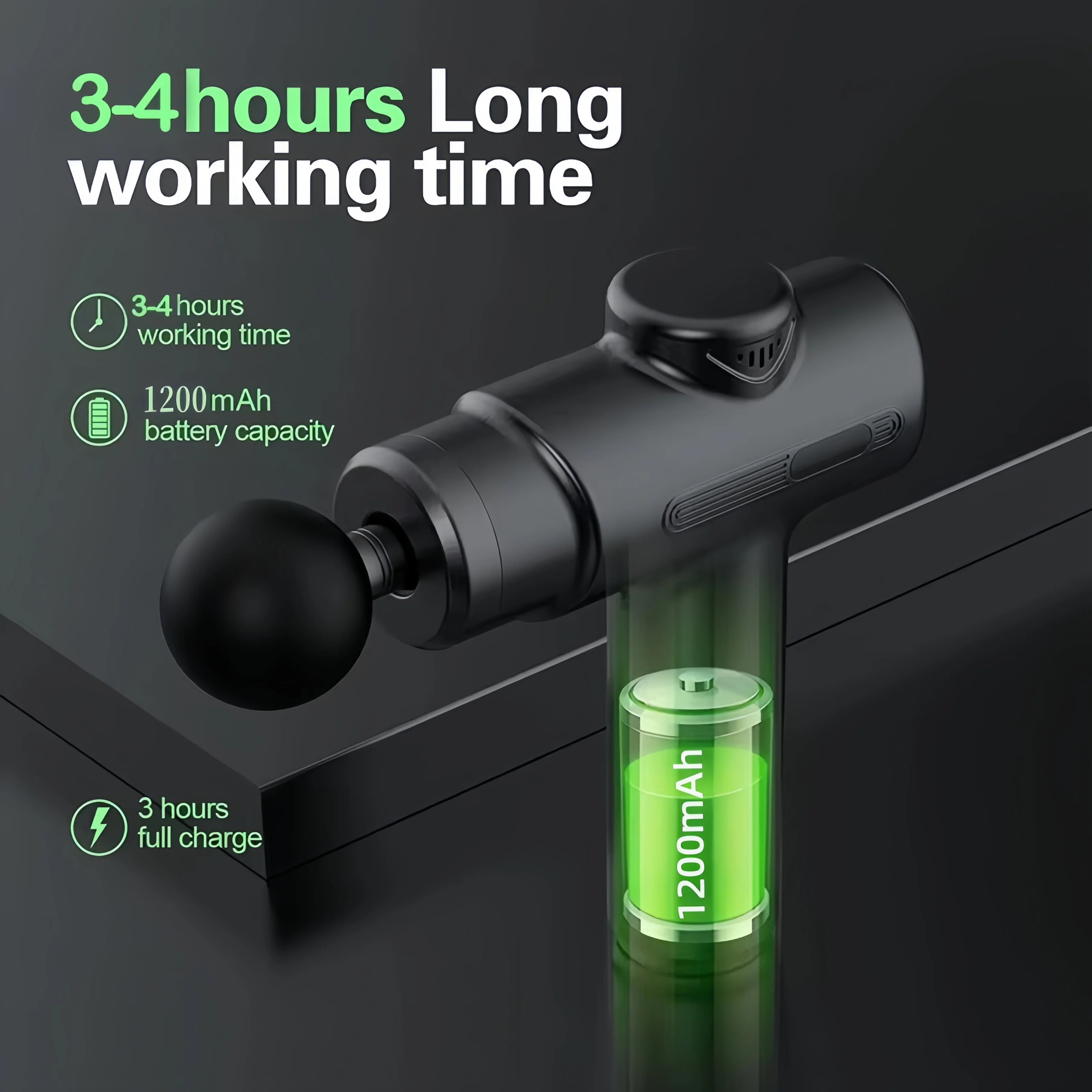 Elektryczny pistolet do głębokiego masażu, 8 głowic 💆